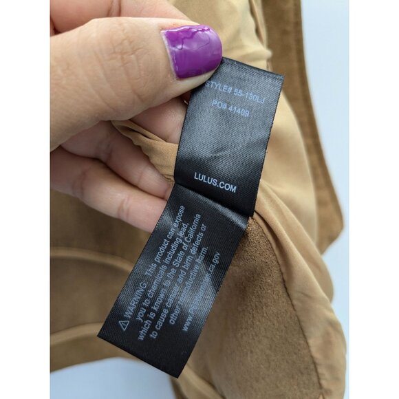 Lulus Moto Jacket Women Size XL Faux Suede Asymmetrical Zipper Boho Retro Grunge - Picture 9 of 9